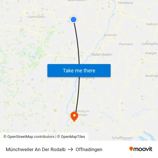 Münchweiler An Der Rodalb to Offnadingen map