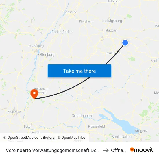 Vereinbarte Verwaltungsgemeinschaft Der Stadt Kirchheim Unter Teck to Offnadingen map