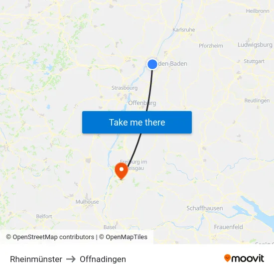 Rheinmünster to Offnadingen map