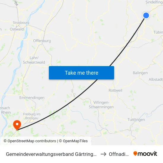 Gemeindeverwaltungsverband Gärtringen/Ehningen to Offnadingen map