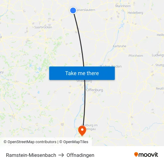Ramstein-Miesenbach to Offnadingen map