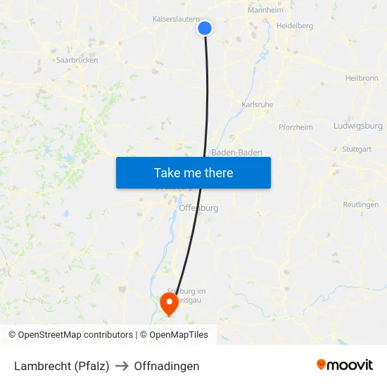 Lambrecht (Pfalz) to Offnadingen map