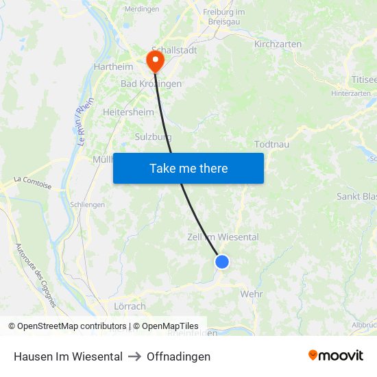 Hausen Im Wiesental to Offnadingen map