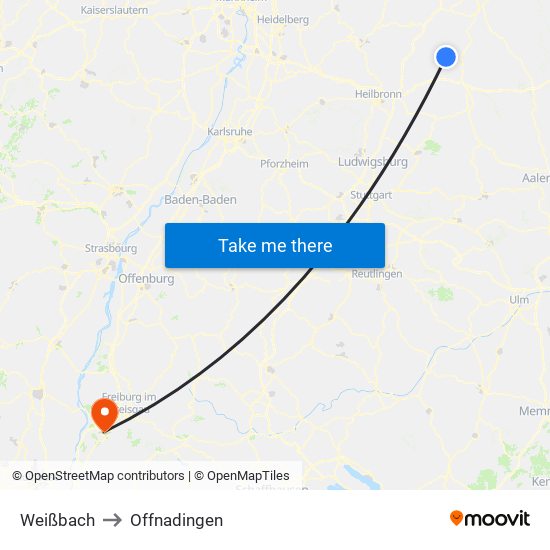 Weißbach to Offnadingen map
