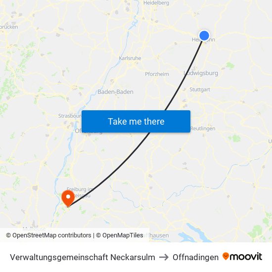 Verwaltungsgemeinschaft Neckarsulm to Offnadingen map