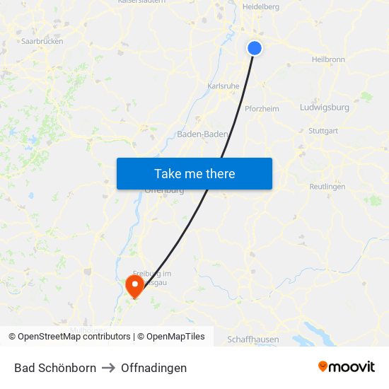Bad Schönborn to Offnadingen map
