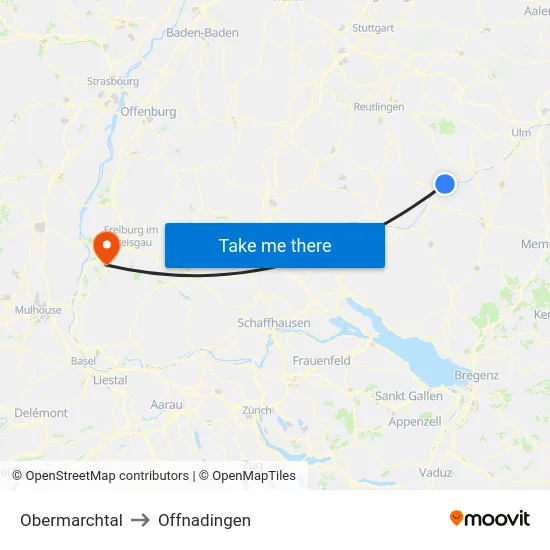 Obermarchtal to Offnadingen map