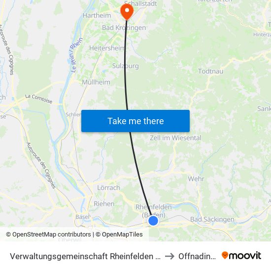 Verwaltungsgemeinschaft Rheinfelden (Baden) to Offnadingen map
