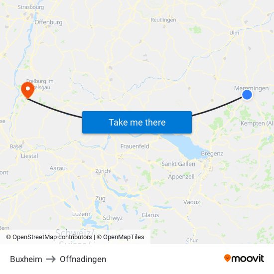 Buxheim to Offnadingen map