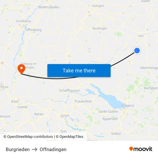 Burgrieden to Offnadingen map