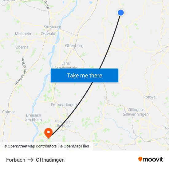 Forbach to Offnadingen map