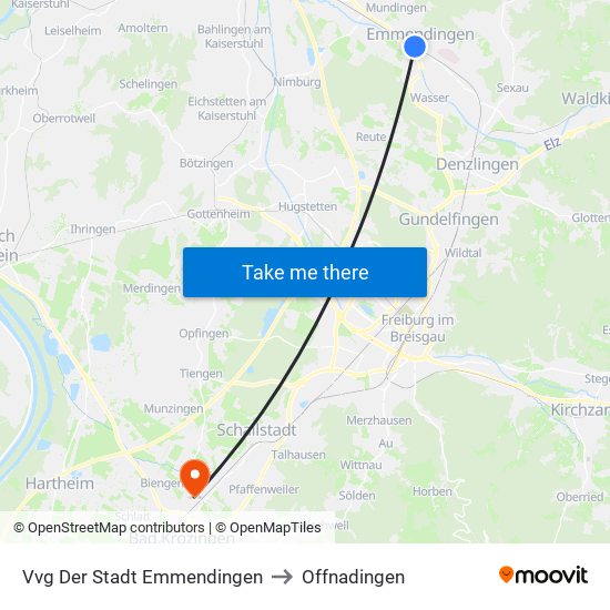 Vvg Der Stadt Emmendingen to Offnadingen map