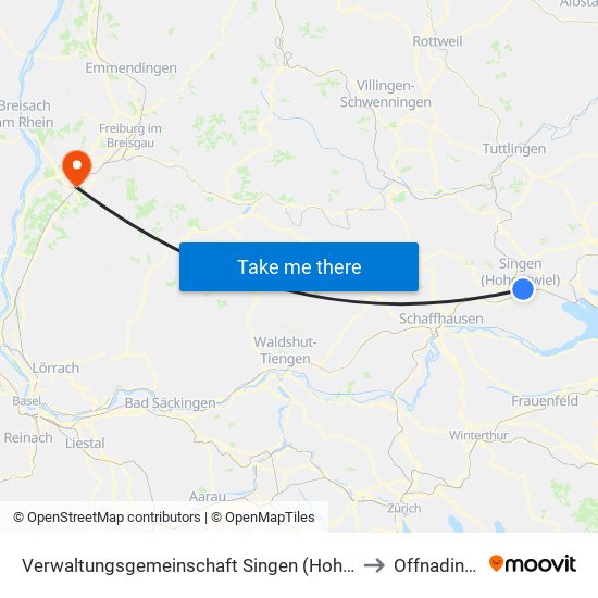 Verwaltungsgemeinschaft Singen (Hohentwiel) to Offnadingen map