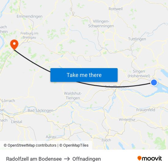 Radolfzell am Bodensee to Offnadingen map