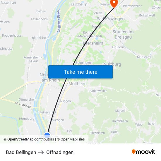 Bad Bellingen to Offnadingen map