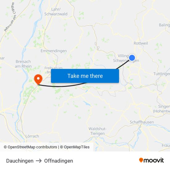 Dauchingen to Offnadingen map