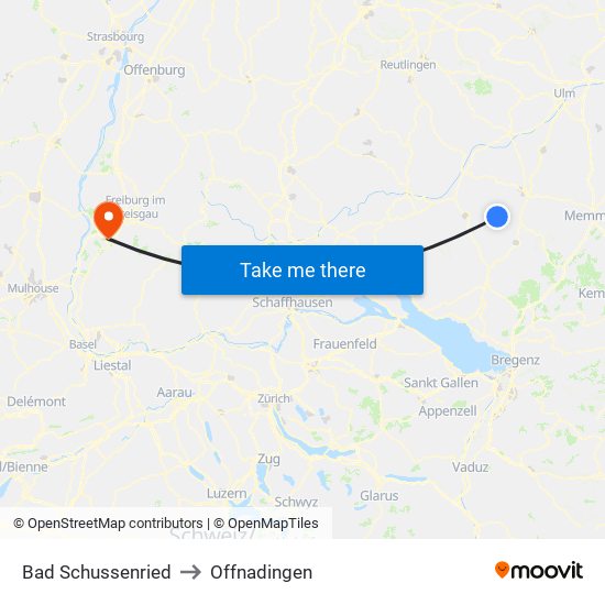 Bad Schussenried to Offnadingen map