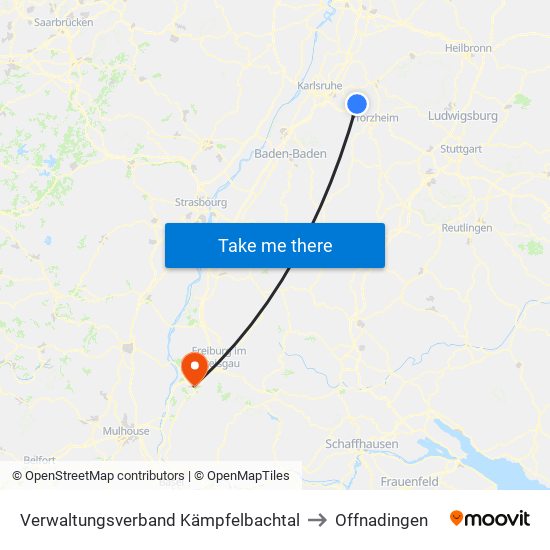 Verwaltungsverband Kämpfelbachtal to Offnadingen map