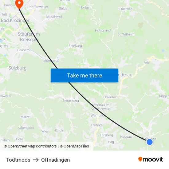 Todtmoos to Offnadingen map