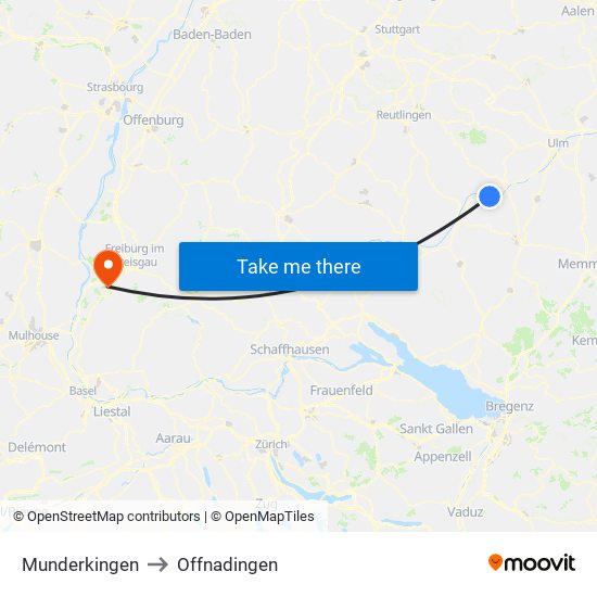 Munderkingen to Offnadingen map