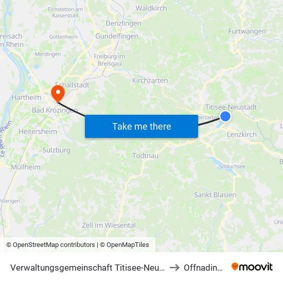 Verwaltungsgemeinschaft Titisee-Neustadt to Offnadingen map