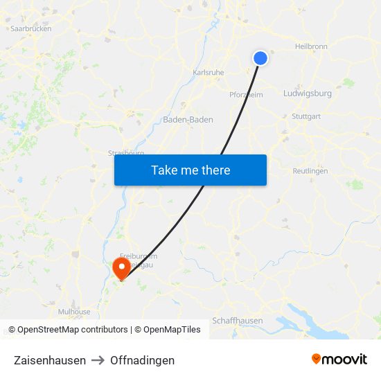 Zaisenhausen to Offnadingen map