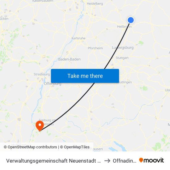 Verwaltungsgemeinschaft Neuenstadt am Kocher to Offnadingen map