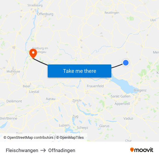 Fleischwangen to Offnadingen map