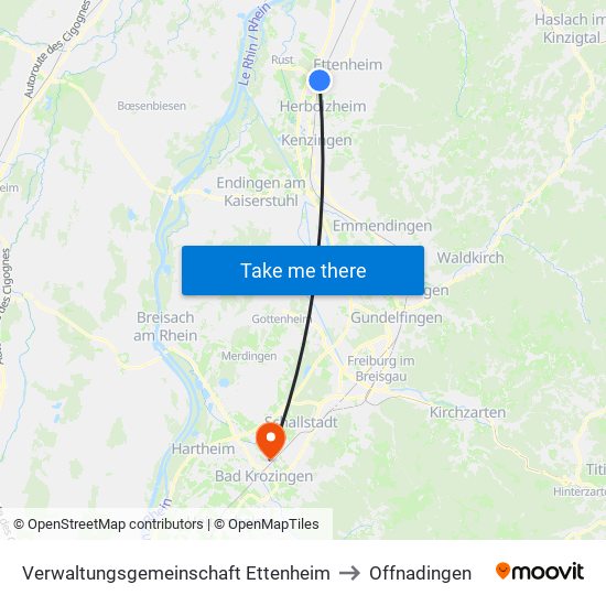 Verwaltungsgemeinschaft Ettenheim to Offnadingen map