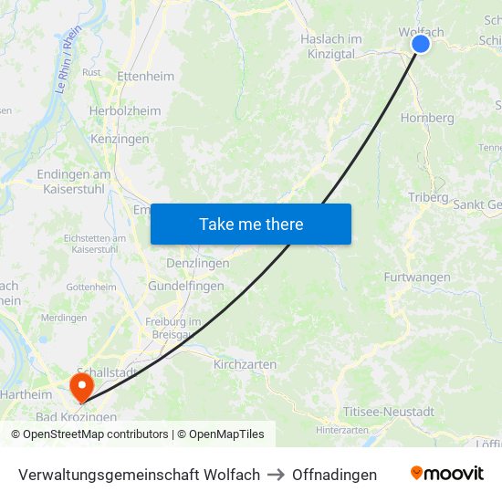 Verwaltungsgemeinschaft Wolfach to Offnadingen map