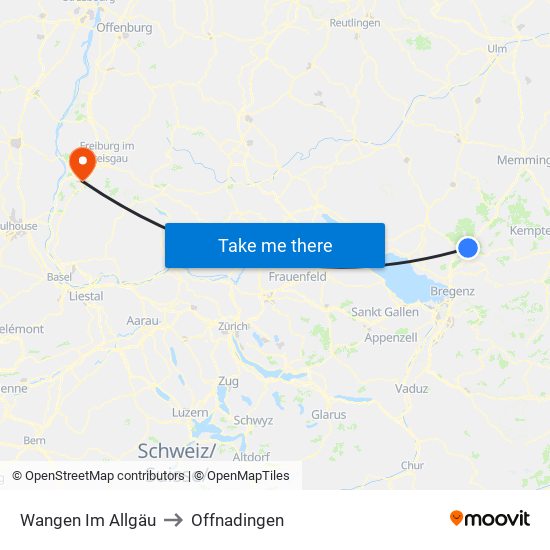 Wangen Im Allgäu to Offnadingen map