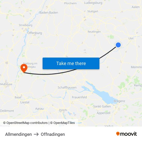 Allmendingen to Offnadingen map