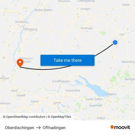 Oberdischingen to Offnadingen map