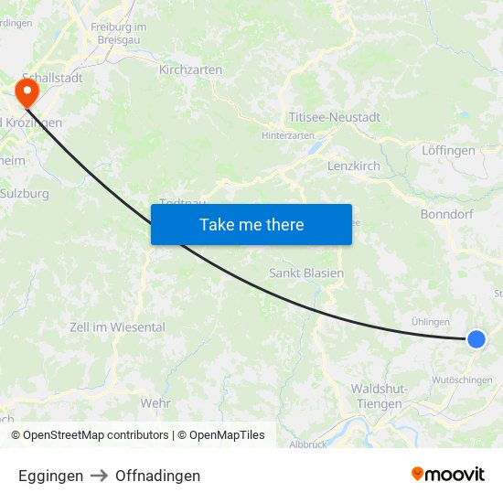 Eggingen to Offnadingen map