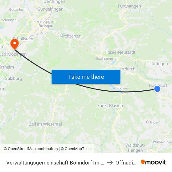 Verwaltungsgemeinschaft Bonndorf Im Schwarzwald to Offnadingen map