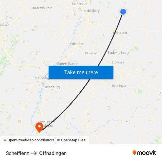 Schefflenz to Offnadingen map