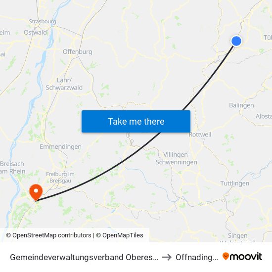 Gemeindeverwaltungsverband Oberes Gäu to Offnadingen map