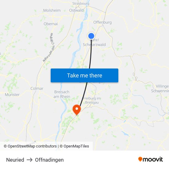 Neuried to Offnadingen map
