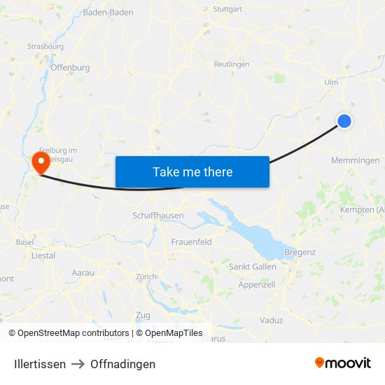 Illertissen to Offnadingen map