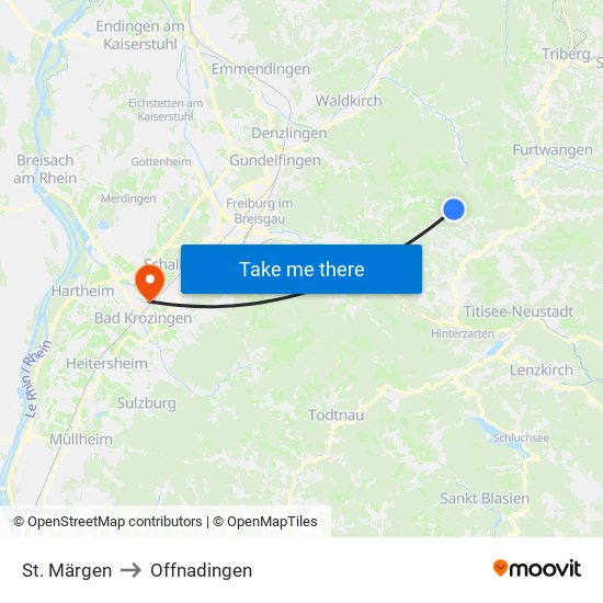 St. Märgen to Offnadingen map