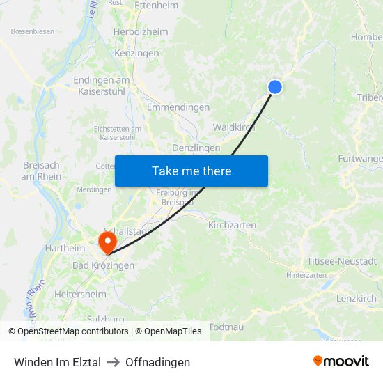 Winden Im Elztal to Offnadingen map