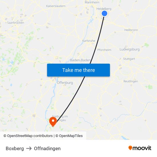 Boxberg to Offnadingen map