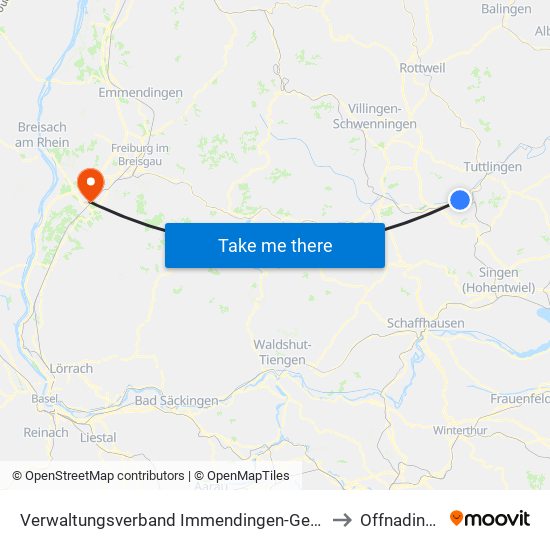 Verwaltungsverband Immendingen-Geisingen to Offnadingen map