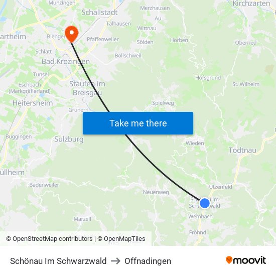 Schönau Im Schwarzwald to Offnadingen map