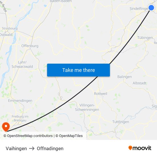 Vaihingen to Offnadingen map