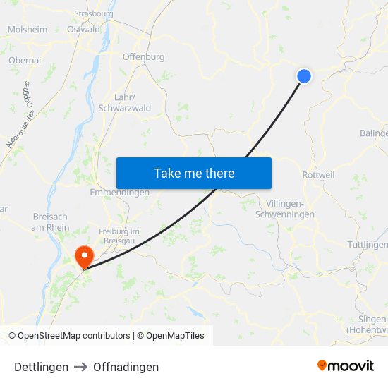 Dettlingen to Offnadingen map