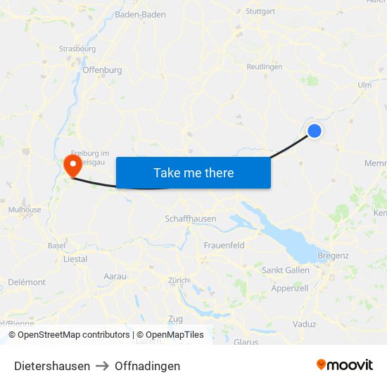 Dietershausen to Offnadingen map