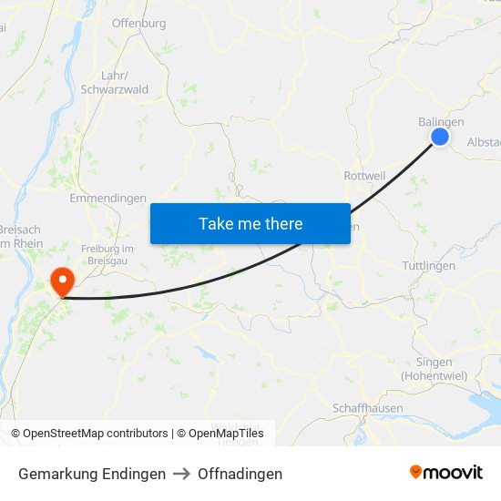 Gemarkung Endingen to Offnadingen map