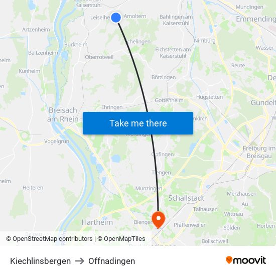 Kiechlinsbergen to Offnadingen map