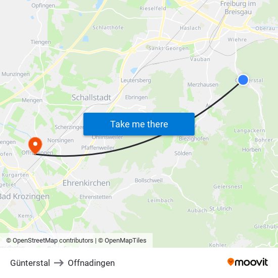 Günterstal to Offnadingen map